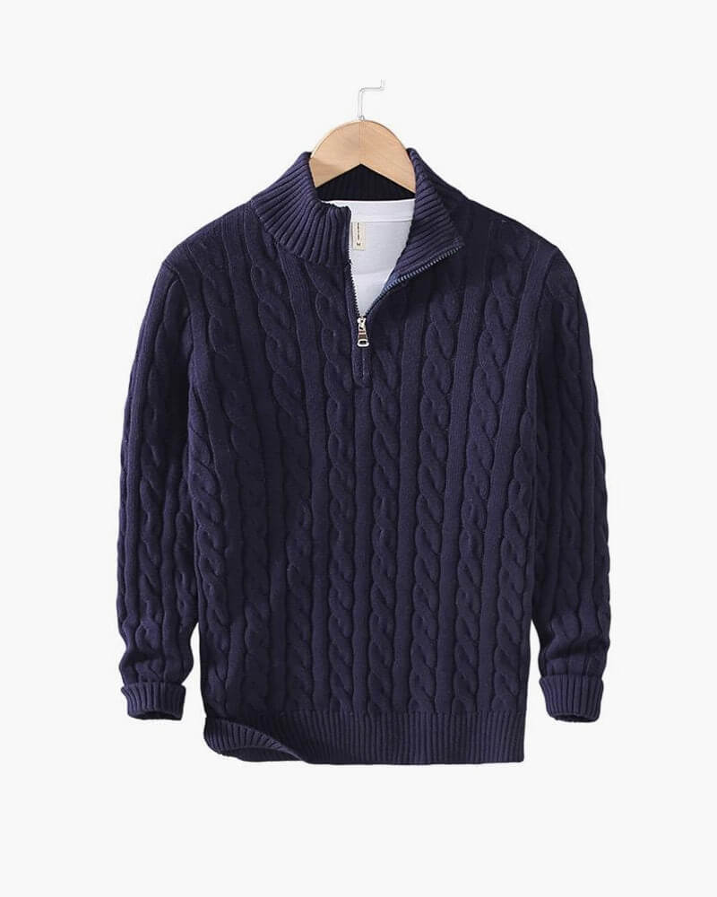 Enzo Zipped Cable Sweater