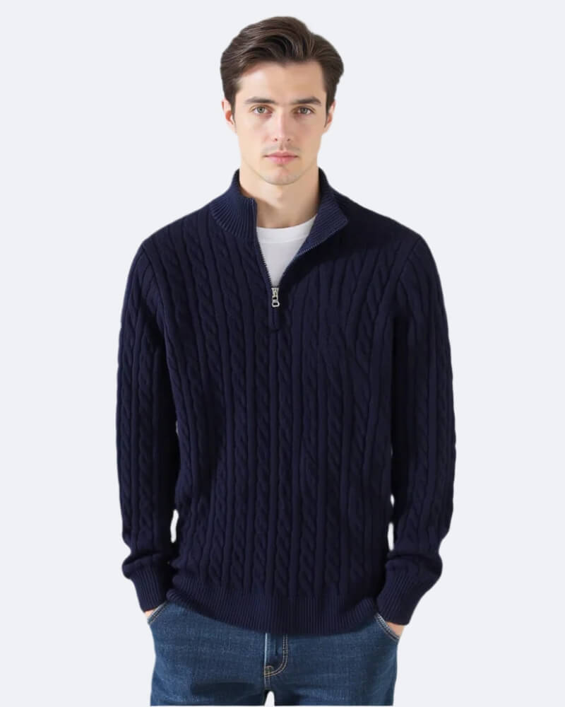 Enzo Zipped Cable Sweater