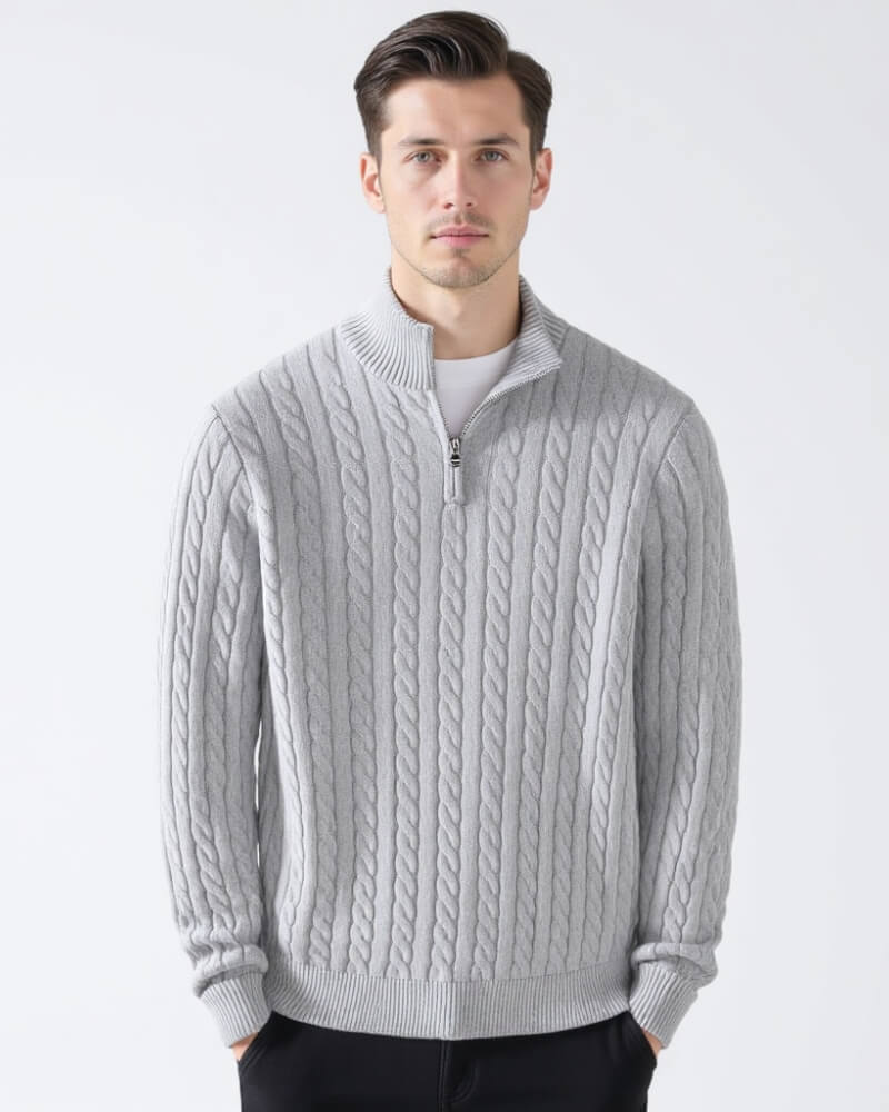 Enzo Zipped Cable Sweater