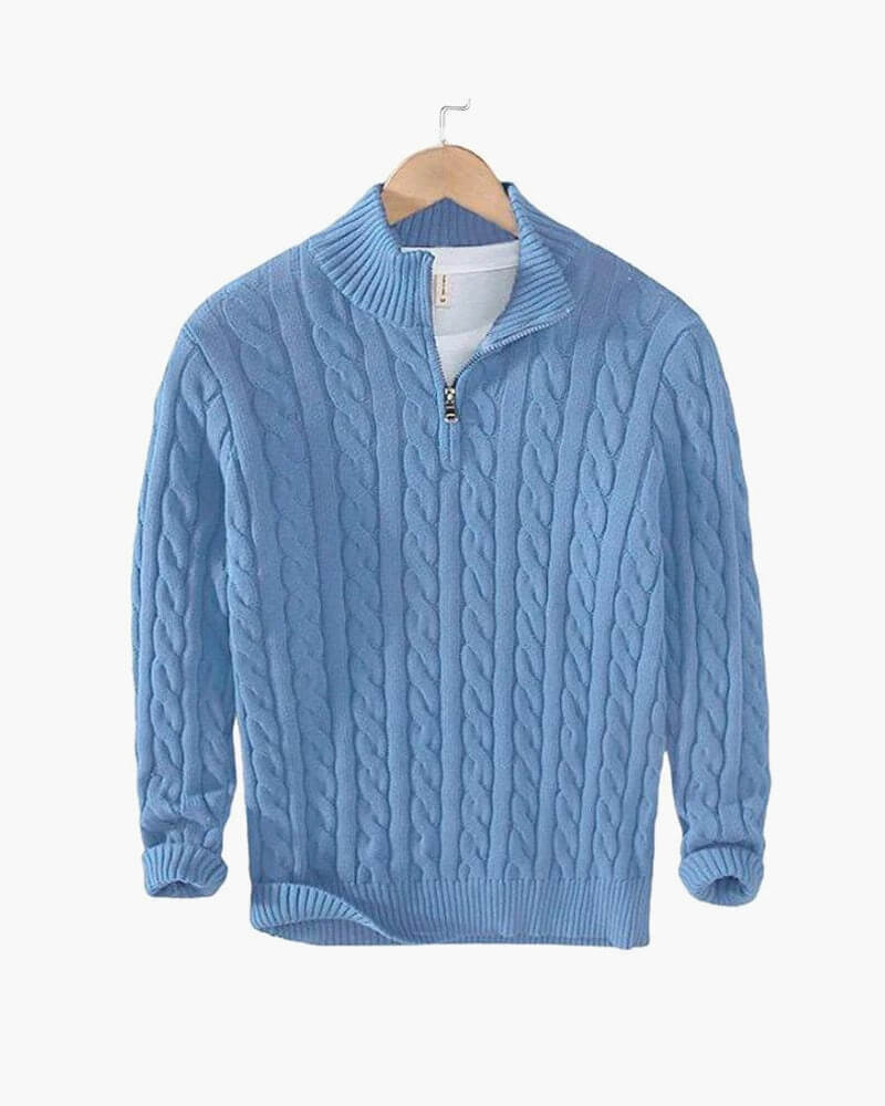 Enzo Zipped Cable Sweater