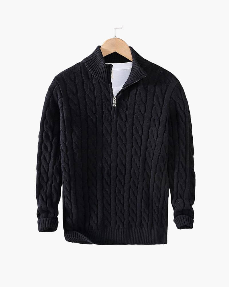 Enzo Zipped Cable Sweater