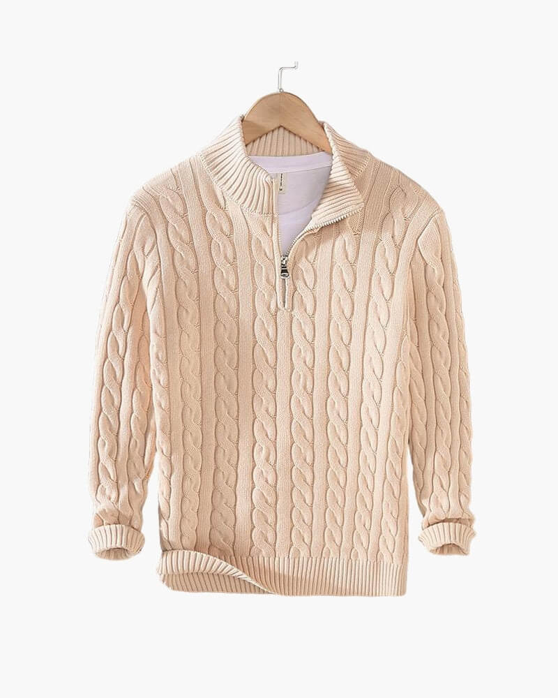 Enzo Zipped Cable Sweater