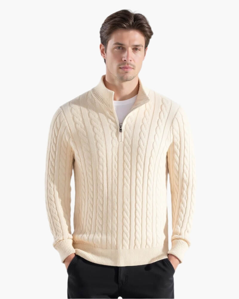 Enzo Zipped Cable Sweater