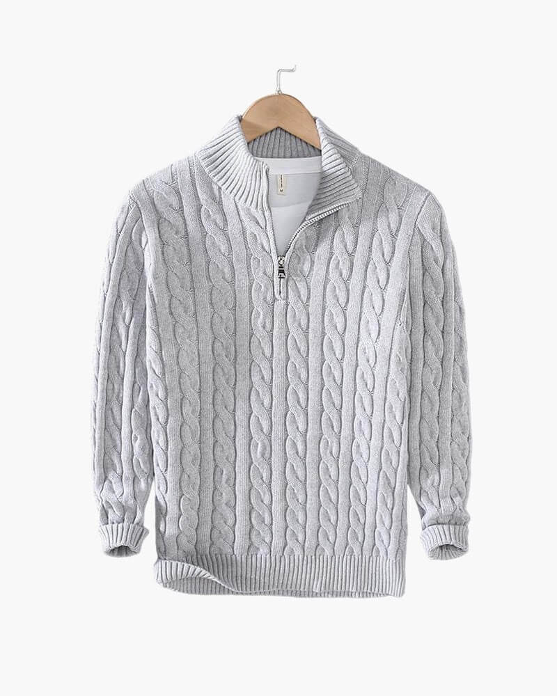 Enzo Zipped Cable Sweater