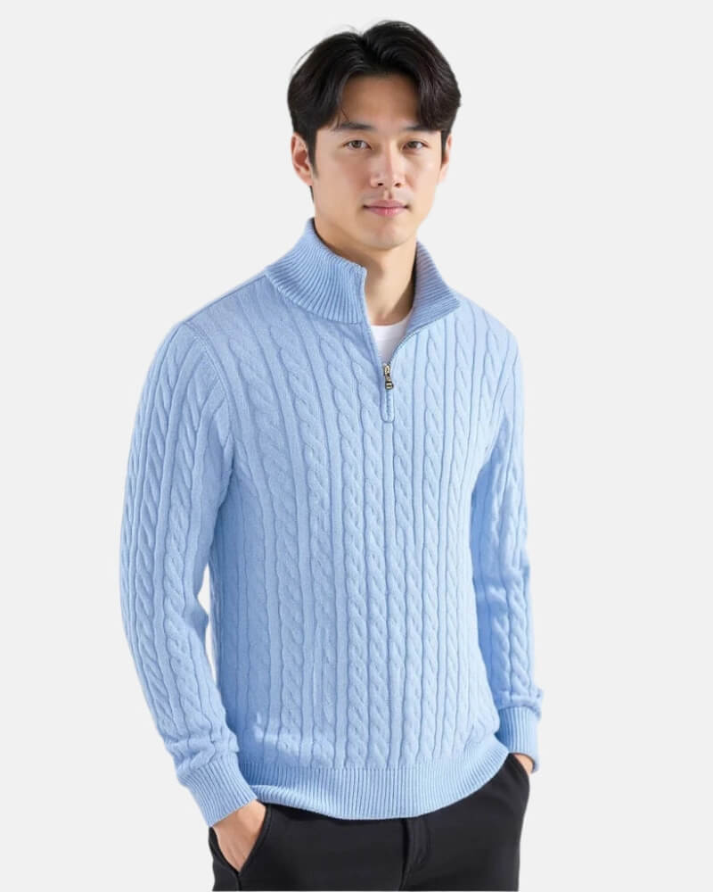 Enzo Zipped Cable Sweater