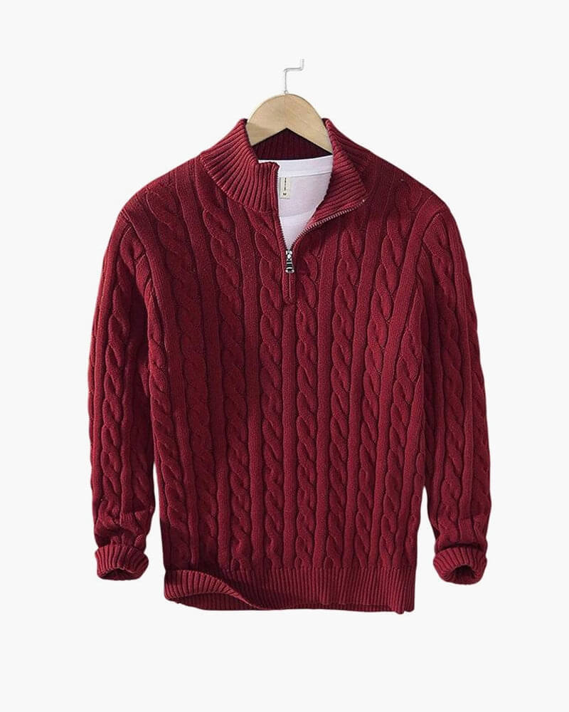 Enzo Zipped Cable Sweater