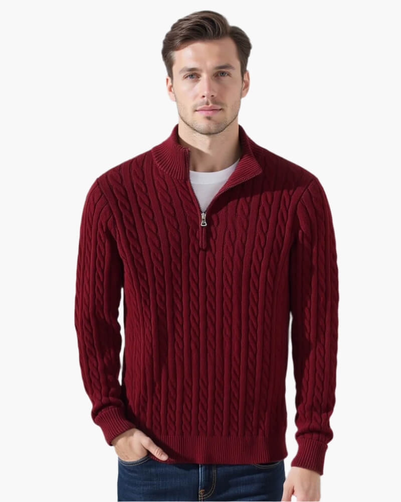 Enzo Zipped Cable Sweater